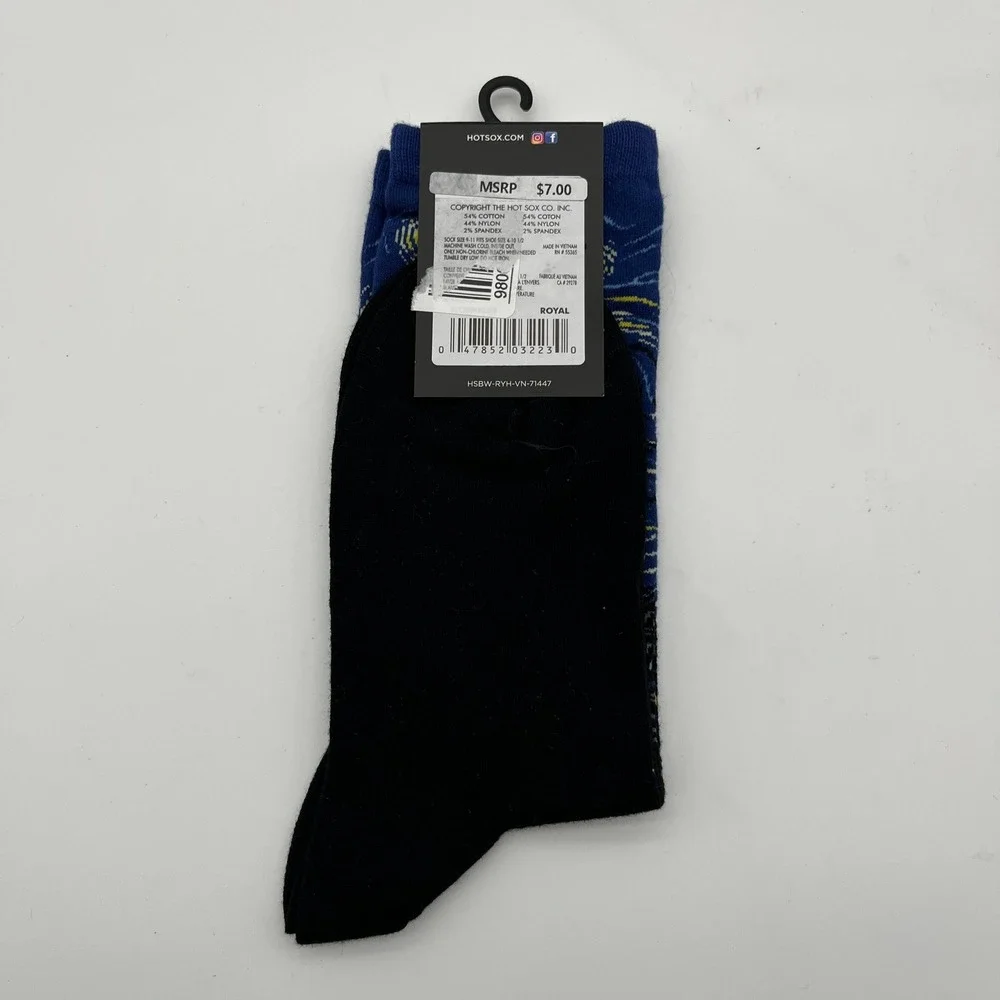 Hot Sox Socks Womens 9-11 Royal Starry Night Van Gogh Famous Artist Series Crew